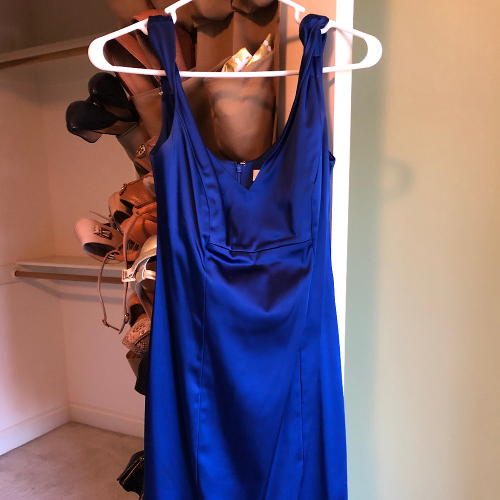 Royal blue satin Calvin Klein cocktail dress